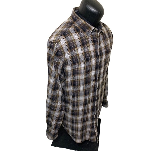 Wind River Flannel Shirt Button Down Men Sz XLT Plaid Brown Grey Long Sleeves - Picture 2 of 10